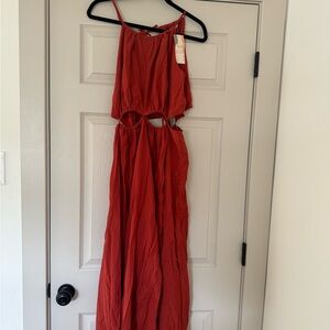 Stylish Burnt Orange Cutout Maxi Dress